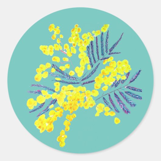 Sticker Rond Wattle Mimosa fleurie jaune Australie (Devant)