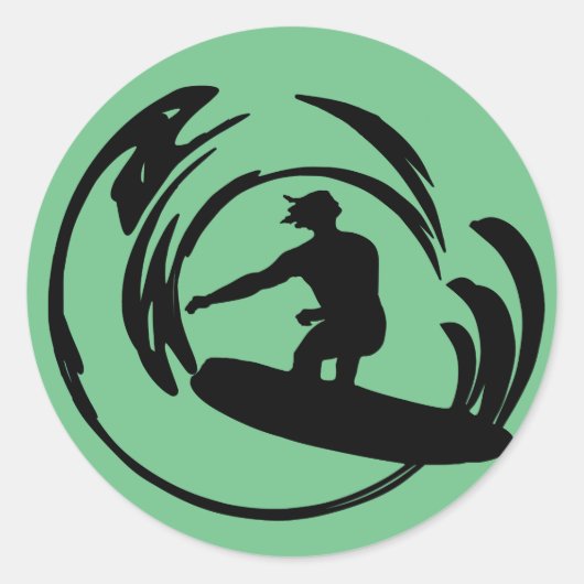 Sticker Rond Wave Surfer Dude (Devant)