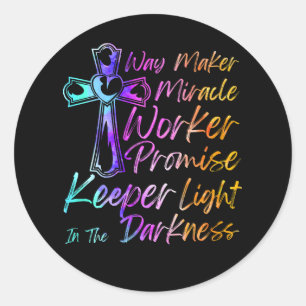 Sticker Rond Waymaker Miracle Worker Rainbow Christian Jesus Go