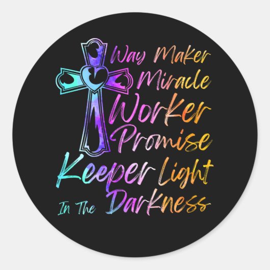 Sticker Rond Waymaker Miracle Worker Rainbow Christian Jesus Go (Devant)