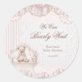 Sticker Rond We Can Bearly Wait Baby Shower Thank you (Devant)