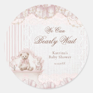Sticker Rond We Can Bearly Wait Baby Shower Thank you