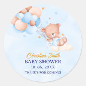 Sticker Rond We Can Bearly Wait, Boy Baby Shower (Devant)