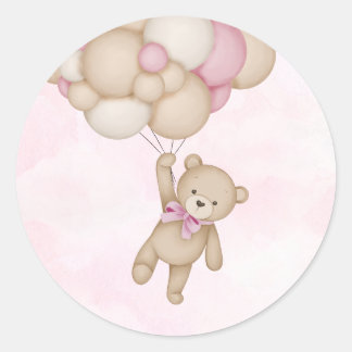 Sticker Rond We Can Bearly Wait Pink Baby Shower