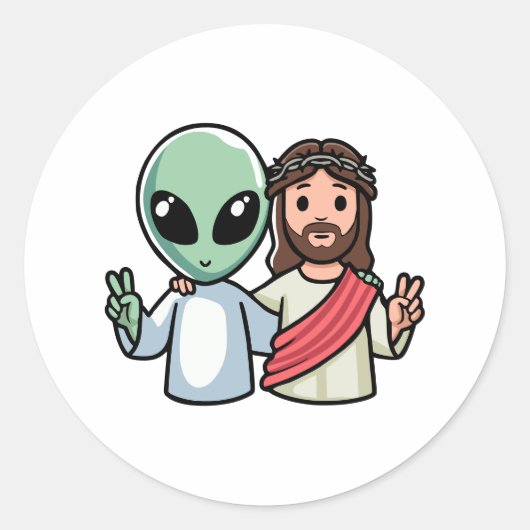 Sticker Rond We come in peace (Devant)
