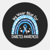 Sticker Rond We Wear Blue For Diabetes Awareness Rainbow Leopar (Devant)