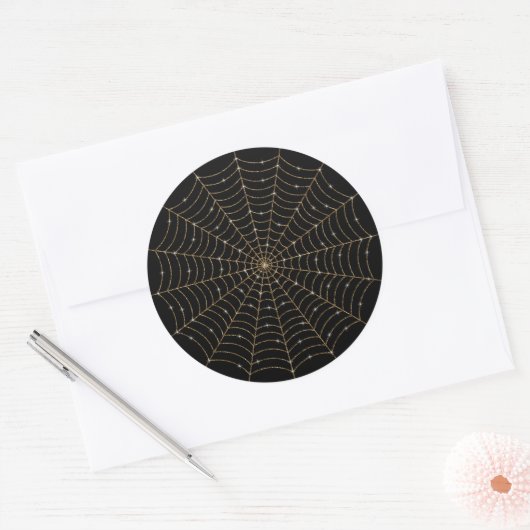 Sticker Rond Web Gold Parties scintillant Spider (Enveloppe)