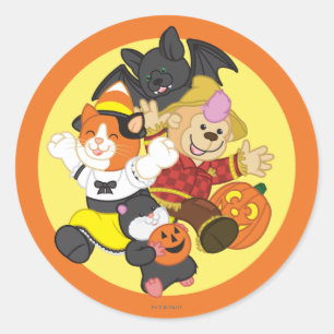 Sticker Rond Webkinz Halloween Animaux Lune