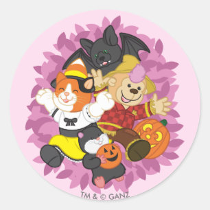 Sticker Rond Webkinz Halloween Animaux Surprise
