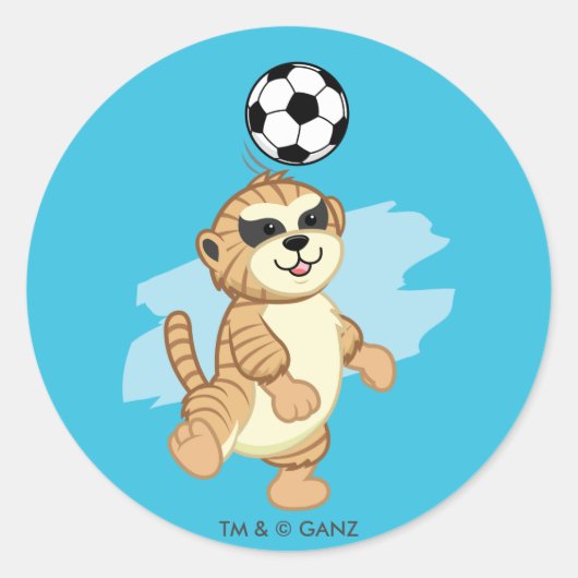 Sticker Rond Webkinz | Meerkat Jouer au football 2 (Devant)
