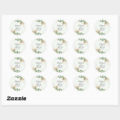 Sticker Rond Wedding Bride Groom Name Green Floral Eucalyptus (Feuille)