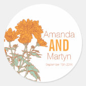 Sticker Rond Wedding chrysanthemum orange fall wedding invites (Devant)