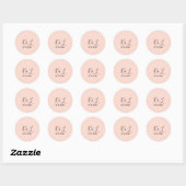 Sticker Rond Wedding couple name letter date red pastel backgro (Feuille)