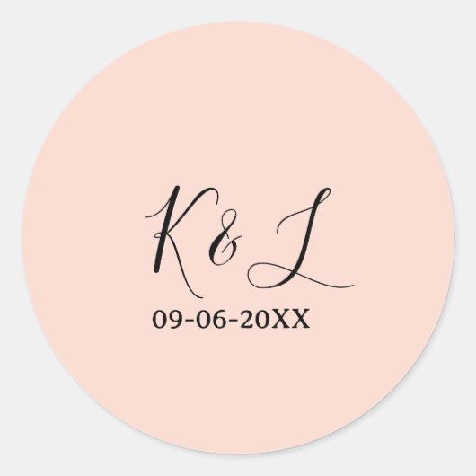 Sticker Rond Wedding couple name letter date red pastel backgro (Devant)