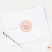 Sticker Rond Wedding couple name letter date red pastel backgro (Enveloppe)