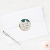 Sticker Rond Wedding Cream Beige Emerald Green Rose Floral (Enveloppe)
