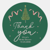 Sticker Rond Wedding Elegant Watercolor Greenery Pine Tree (Devant)