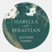 Sticker Rond Wedding Emerald Green Rose (Devant)