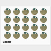 Sticker Rond Wedding Emerald Green yellow Rose (Feuille)