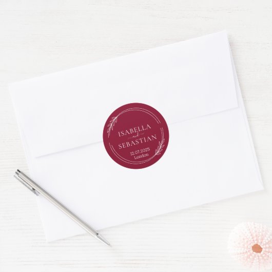 Sticker Rond Wedding Formal Burgundy (Enveloppe)