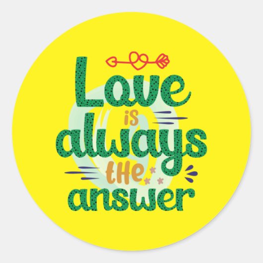 Sticker Rond Wedding Gift Love Is Always The Answer (Devant)