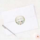 Sticker Rond Wedding Greenery Leaves Pink Floral Gold Geometric (Enveloppe)