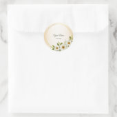 Sticker Rond Wedding Rustic Golden Geometric White Floral Peach (Sac)