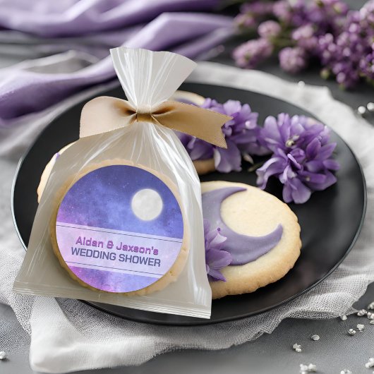 Sticker Rond Wedding shower de Pleine lune céleste Sky de nuit
