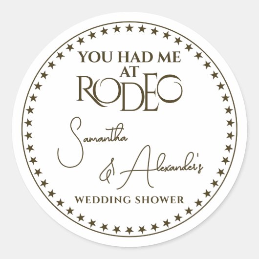 Sticker Rond Wedding shower des mariées de Western Rodeo (Devant)