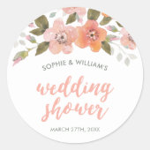 Sticker Rond Wedding shower floral délicat (Devant)