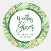 Sticker Rond Wedding shower tropical Feuille vert (Devant)