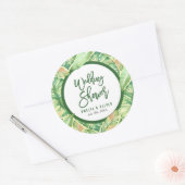Sticker Rond Wedding shower tropical Feuille vert (Enveloppe)
