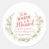 Sticker Rond Wedding watercolor winter cones and berries (Devant)