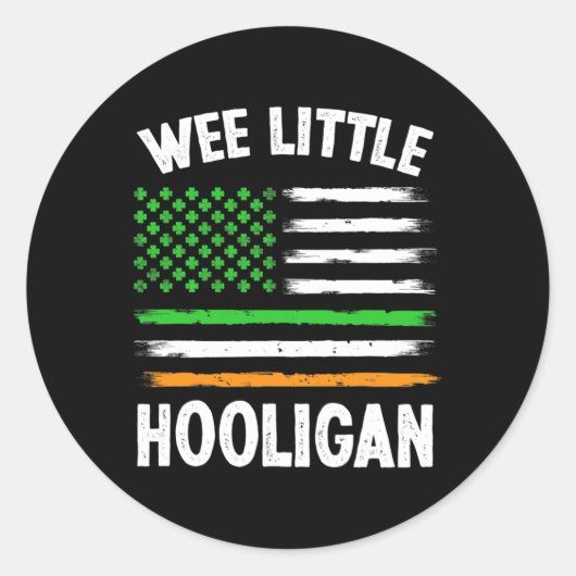 Sticker Rond Wee Little Hooligan Amusant St Patrick's Day Shamr (Devant)