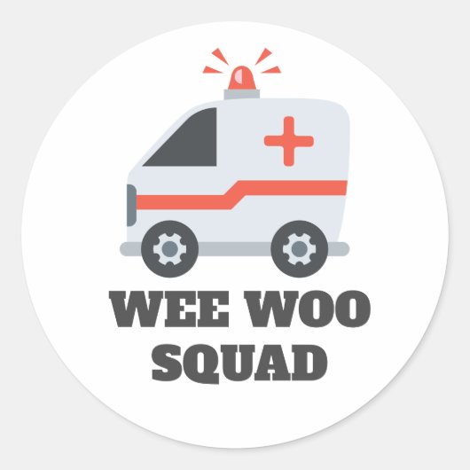 Sticker Rond Wee Woo Squad, Ambulance EMS 911 (Devant)