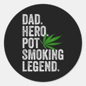 Sticker Rond Weed Dad Shirt Funny Stoner Christmas T Smoker Hum (Devant)