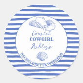 Sticker Rond Week-end de bachelorette de cowgirl côtière imprim (Devant)