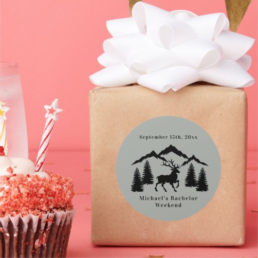 Sticker Rond Week-end de célibataire chasse au chevreuil gris r (Fête)