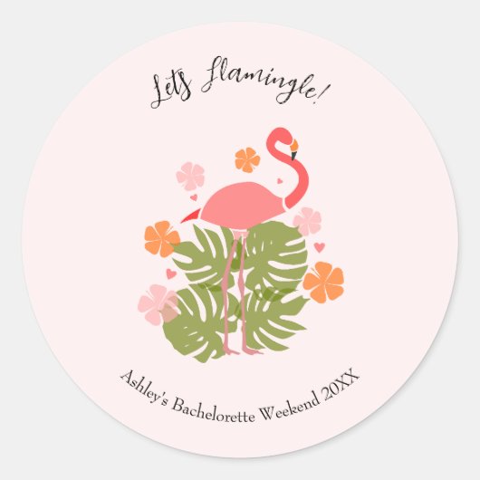 Sticker Rond Week-end de célibataire Flamingle Rose Flamingo (Devant)