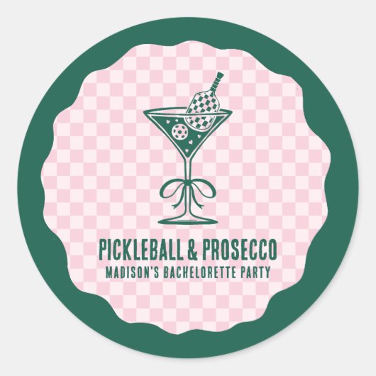 Sticker Rond Week-end de célibataire Pickleball Moderne & Prose (Devant)