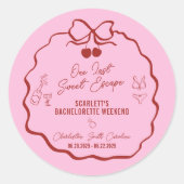 Sticker Rond Week-end de célibataire rose et rouge Cherry (Devant)