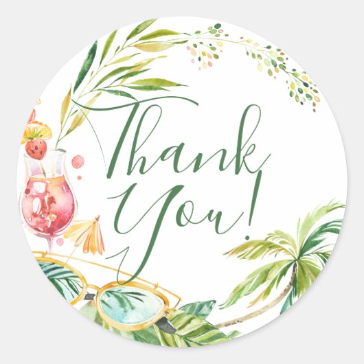 Sticker Rond Week-end de fête de jeune fille tropicale sur la p (Devant)