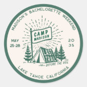 Sticker Rond Week-end de glamping pour filles de bachelorette r (Devant)