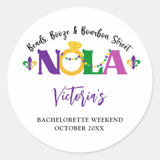 STICKER ROND WEEK-END DE NOLA BACHELORETTE (Devant)