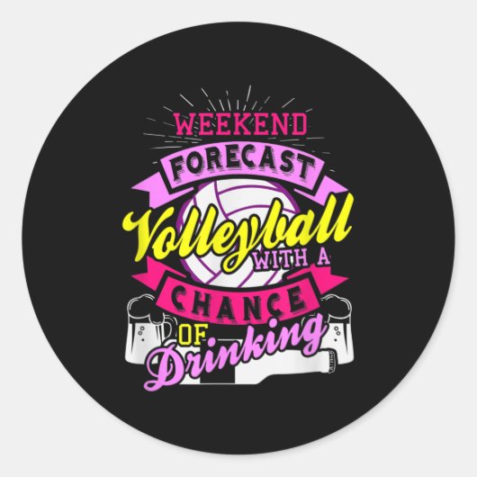 Sticker Rond Week-end de prévision Volley-ball avec la chance d (Devant)