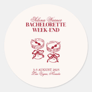 Sticker Rond Week-end enterrement de vie de jeune fille cocktai