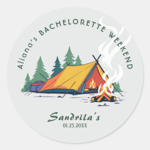 Sticker Rond Week-end entre filles en camping simple avant le m