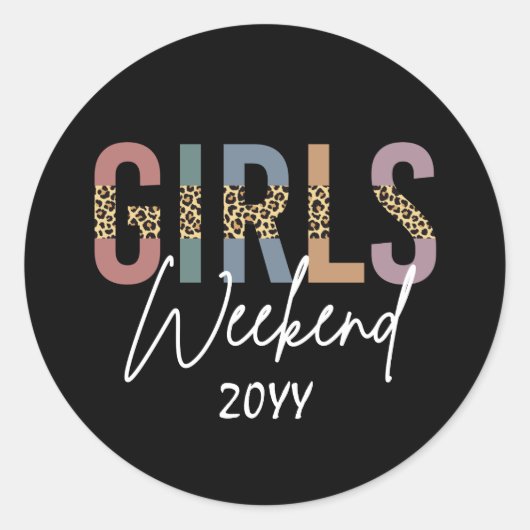 Sticker Rond Week-end entre filles Impression de guépard Week-e (Devant)