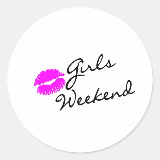 Sticker Rond Week-end Filles (Baiser Blk) (Devant)