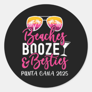 Sticker Rond Week-End Girls Trip 2025 Punta Cana Plages Booze A